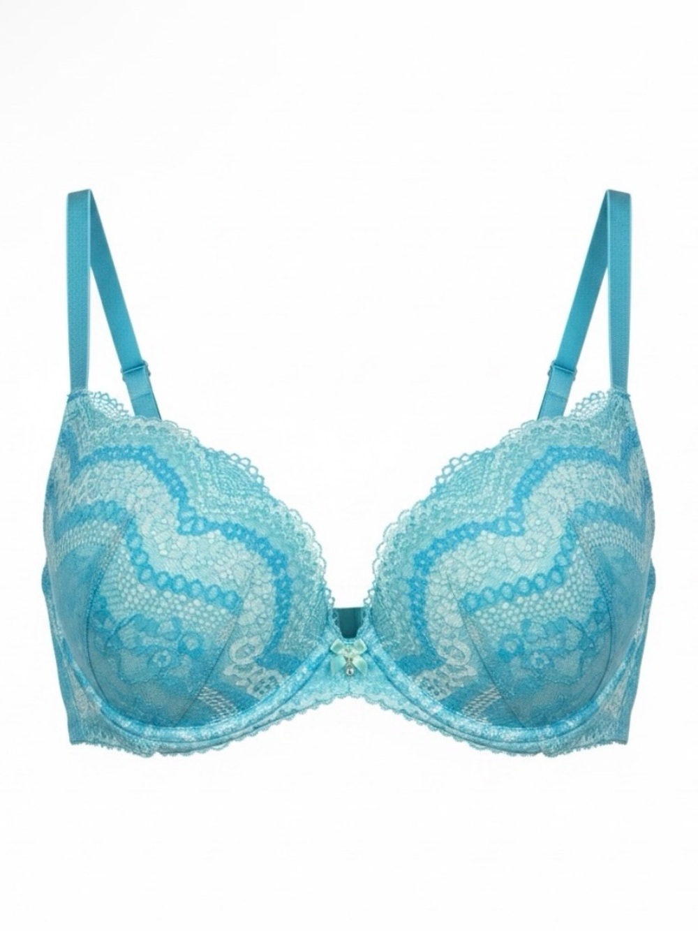 VS Dream Angels Scuba Blue Floral Lace Plunge Underwire Bra